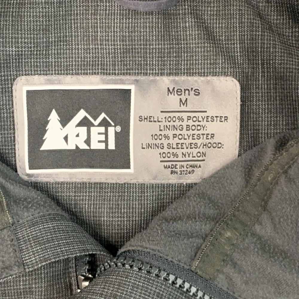 REI‎ E1 Elements Nylon Softshell Charcoal Gray Full Zip Jacket Men's Size M